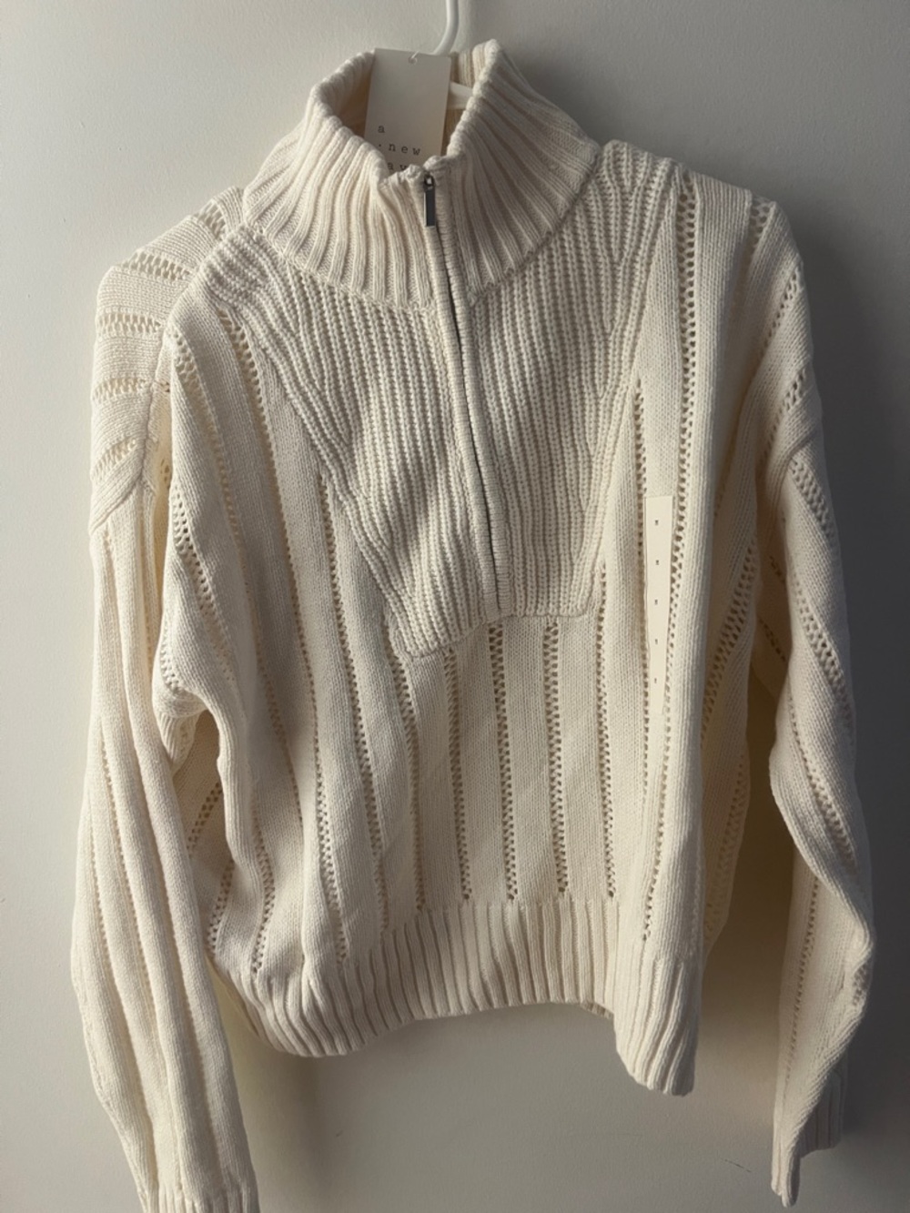 Women’s Cream Half-Zip Knit Sweater